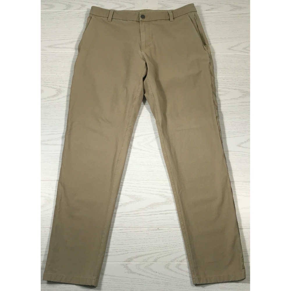 Lululemon Commission Chino Slim Fit Pant Men 33x30 Tan Stretch Preppy Athleisure